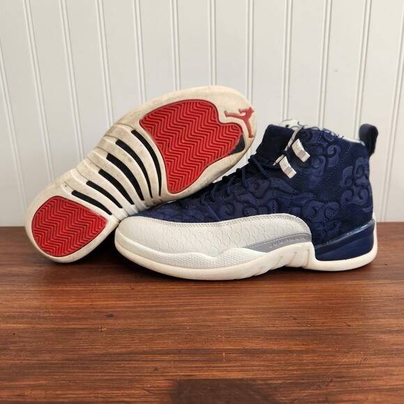 Jordan 12 Men's Size 8M International Blue/White Pre-owned Good Clean - Picture 10 of 12